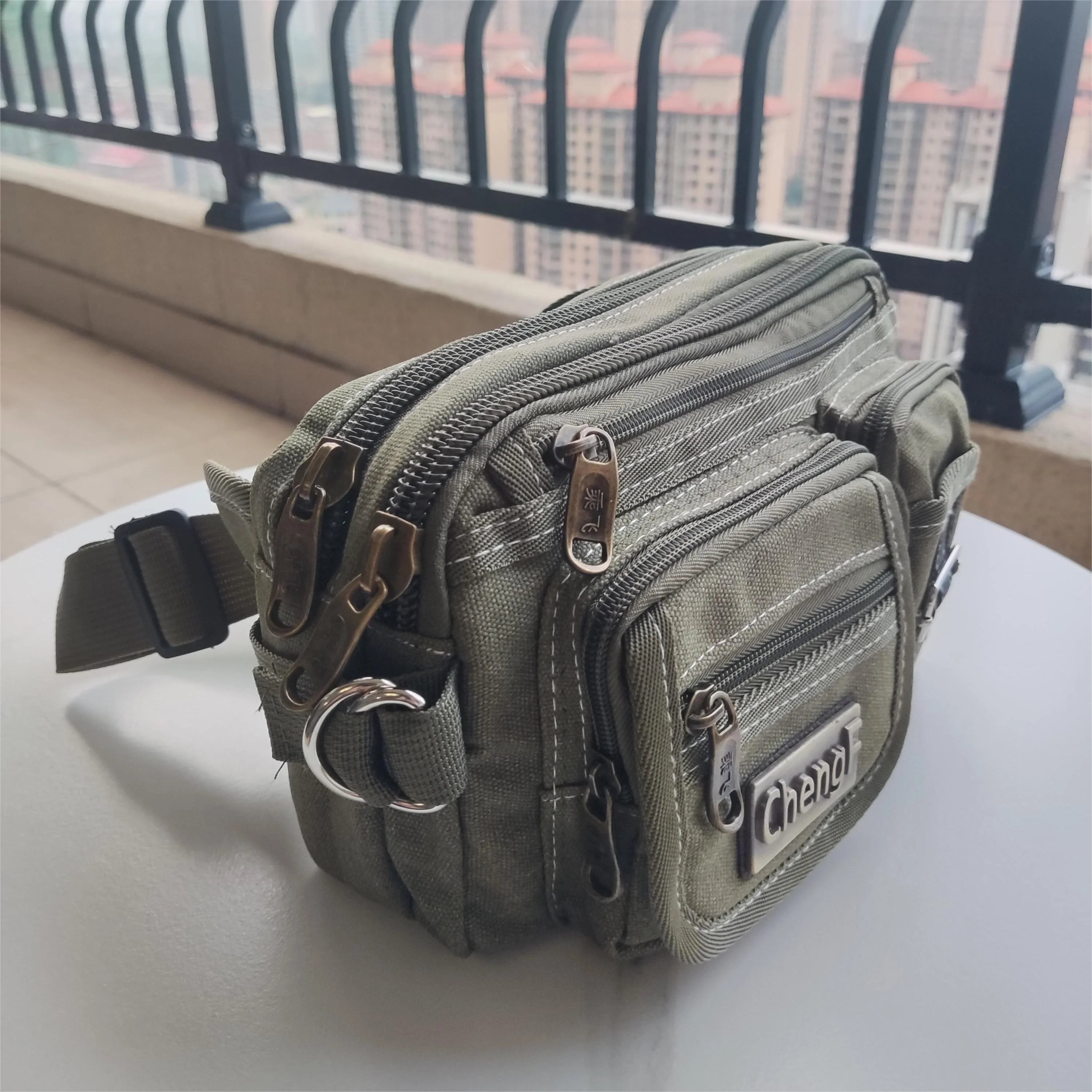 FXZLLQ Sac Banane Toile Multicouches Zip Poche Téléphone