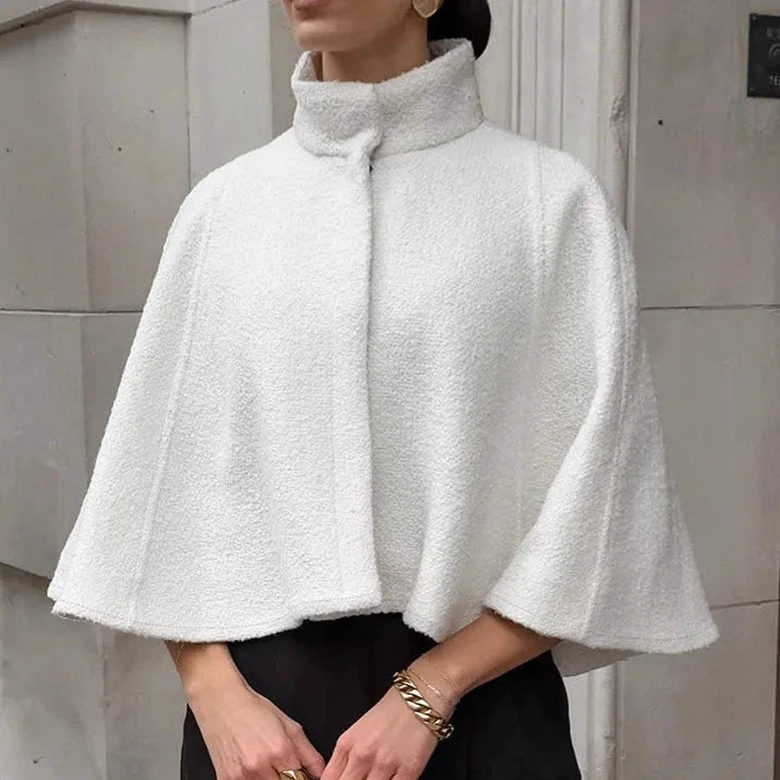 Cape En Laine Blanche Avec Fermeture Éclair
