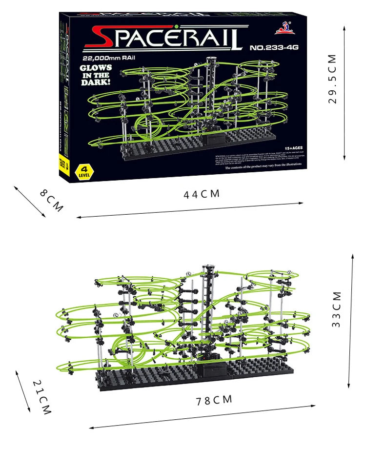 Boule de montagnes russes lumineuse Spacerail, labyrinthe de course, jeux de piste de course, niveau 2 3 4, modèle d'ascenseur électrique, jouet scientifique éducatif by LSDLBoutique.ch