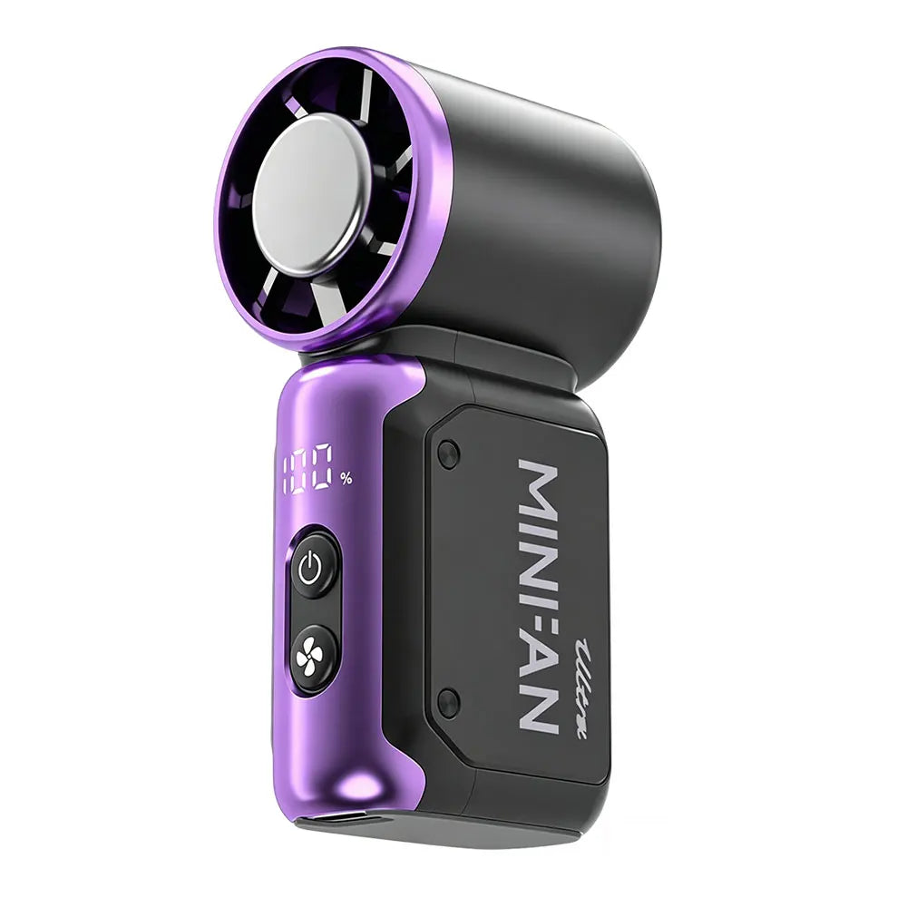 Ventilateur portable Turbo Mini par LSDLBoutique, violet et noir, écran numérique et boutons