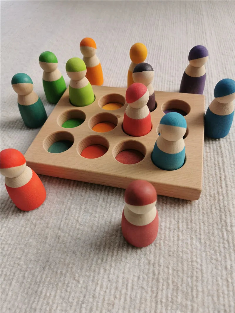 Jouets Bois Montessori Arc En Ciel Formes Empilables Tilleul Colorés Pour Développement Sensoriel Et Motricité by LSDLBoutique.ch