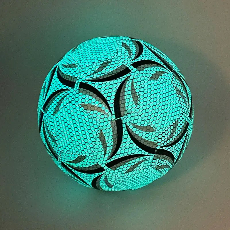 Ballon de football taille 5 brillant turquoise à motifs noirs, LSDLBoutique