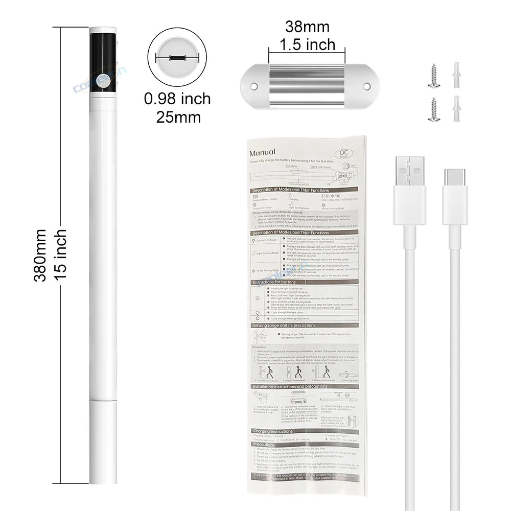 Lampe LED Détecteur de Mouvement Sous Armoires Écran Numérique Réglable