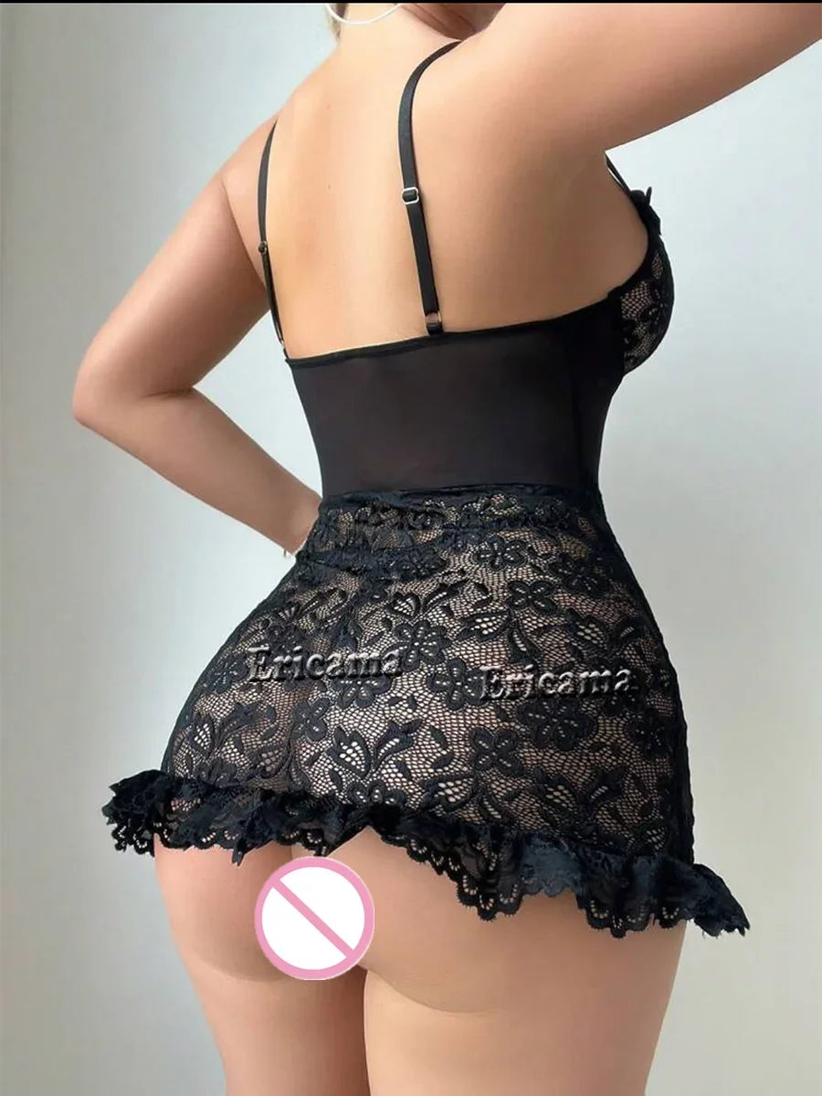 Les Secrets de Léa Ensemble Lingerie Dentelle Blanche Transparente