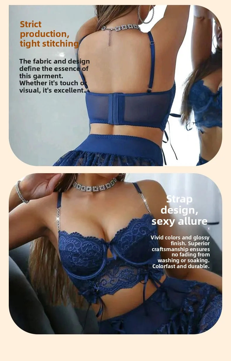 Les Secrets de Léa Body Dentelle Papillon Bleu Réglable