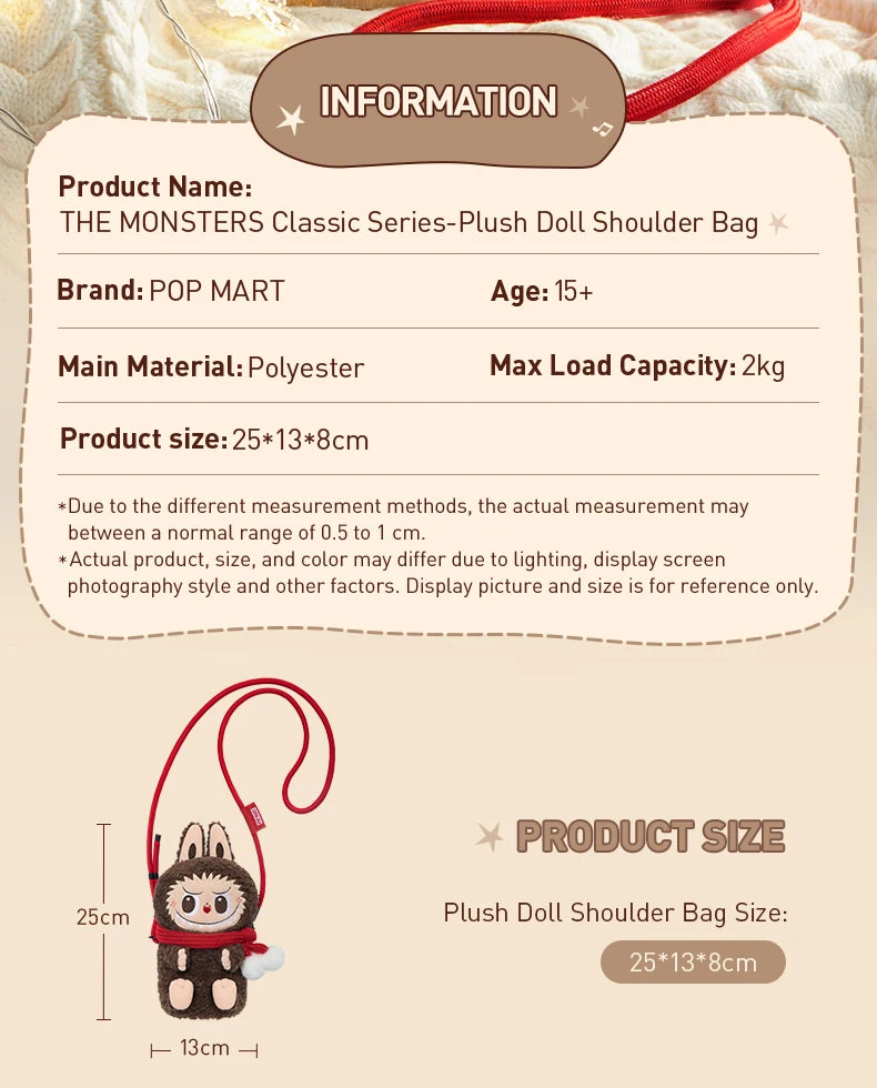 Pop Mart Labubu The Monsters Peluche Marron Sac Bandoulière