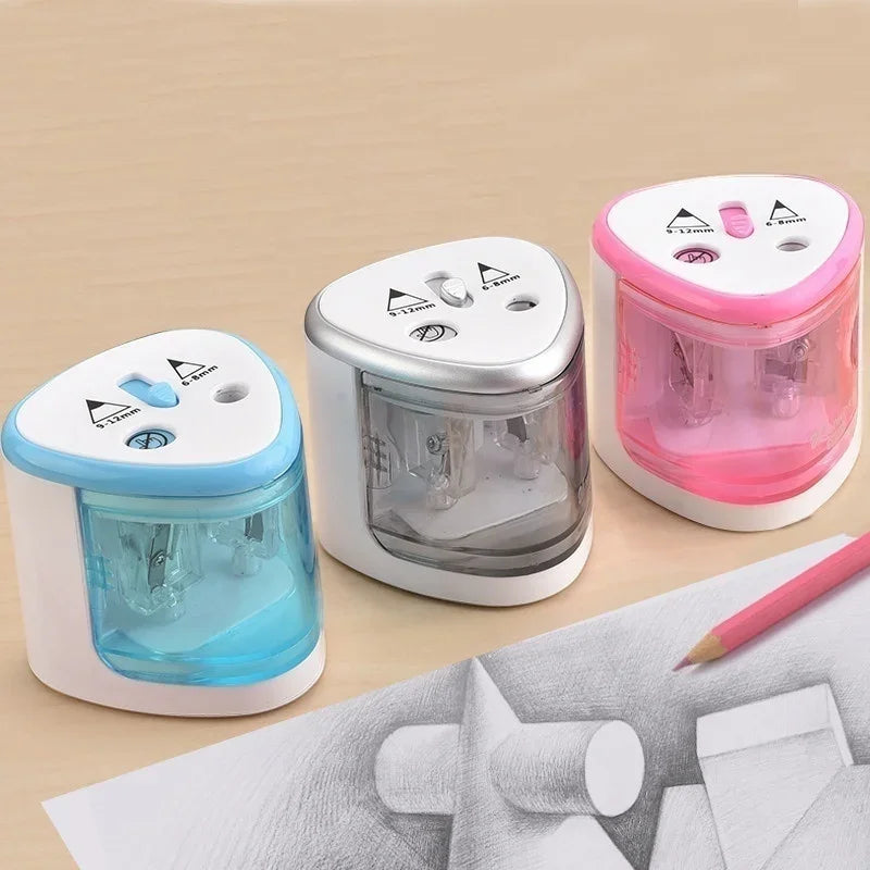 Electric pencil sharpener with dual holes 6-8 mm and 9-12 mm