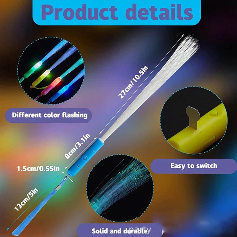 Bâtons lumineux LED fibre optique – Lot de 12