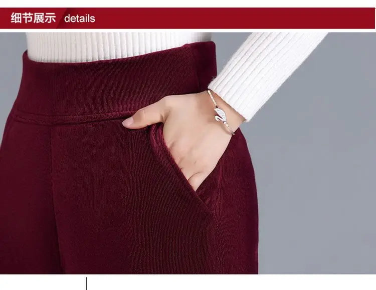 Fjadt Leggings Velours Doré Taille Haute Élastiques