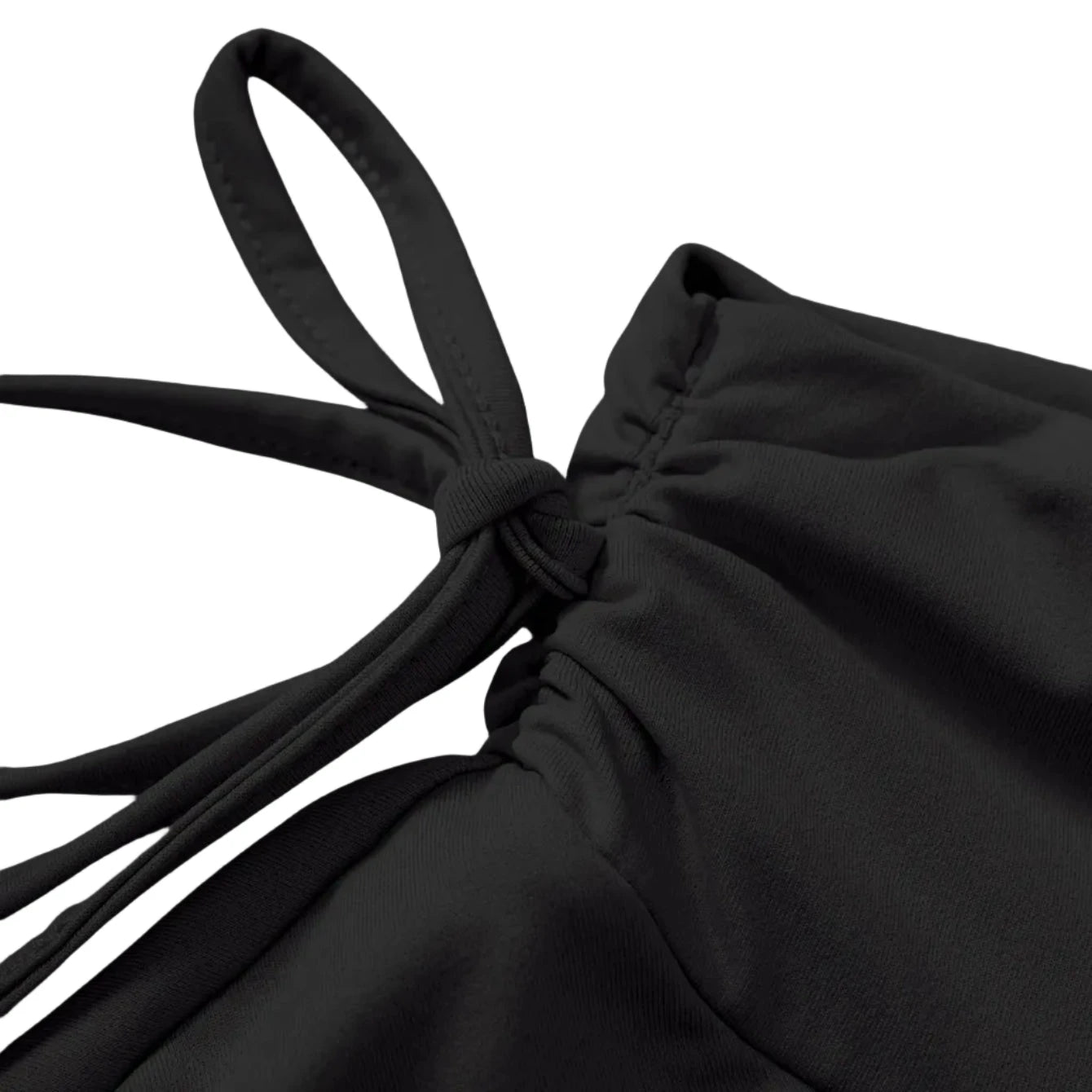 Jupe courte évasée noire à taille haute avec ceinture à nouer