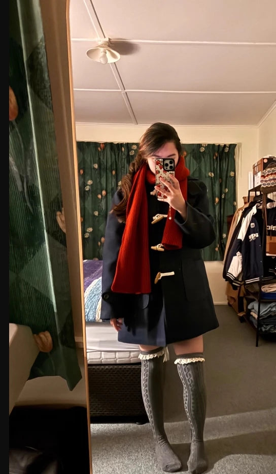 Harajuku Veste Tweed Coton Capuche Doux Pour Fille