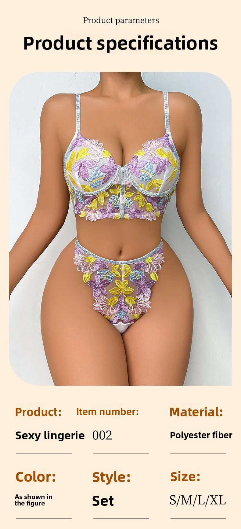 Les Secrets de Léa Ensemble Soutien-Gorge Transparent Maille Fleurie Dos Nu