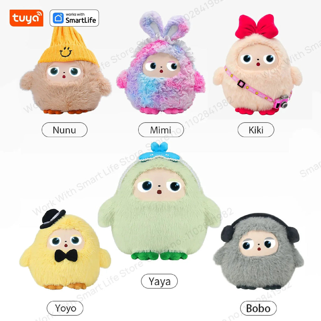 BOBO Gris Robot Peluche AI Yeux LED Commande Vocale USB