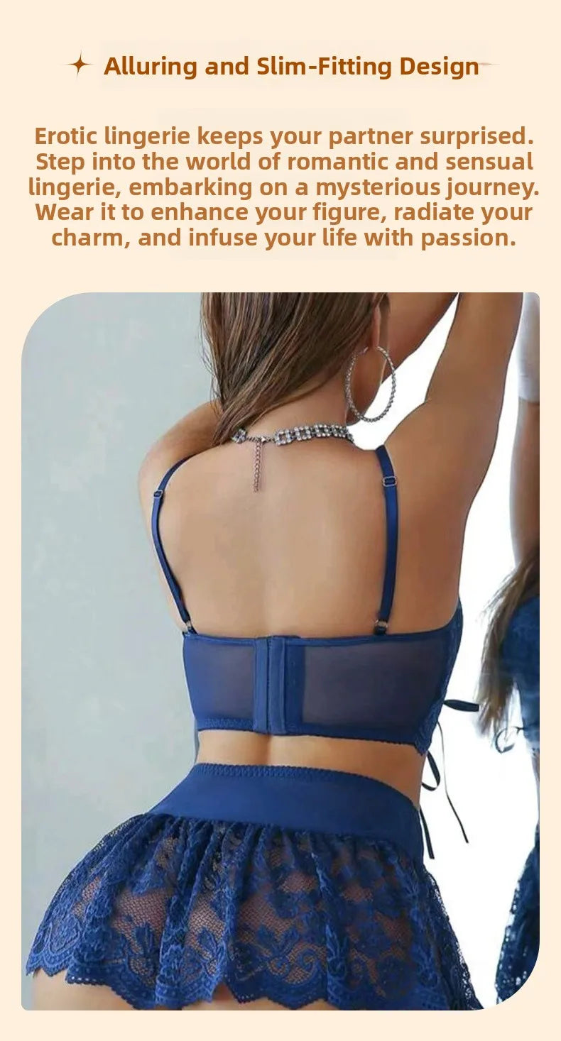 Les Secrets de Léa Body Dentelle Papillon Bleu Réglable