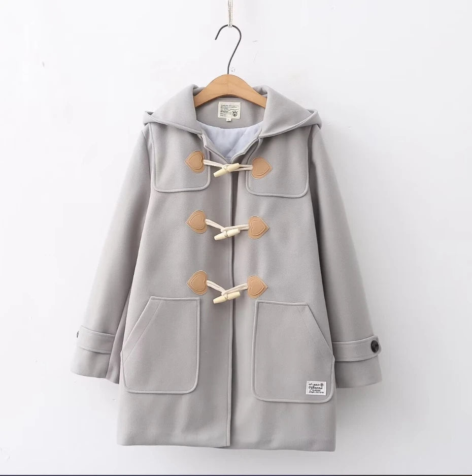 Harajuku Veste Tweed Coton Capuche Doux Pour Fille