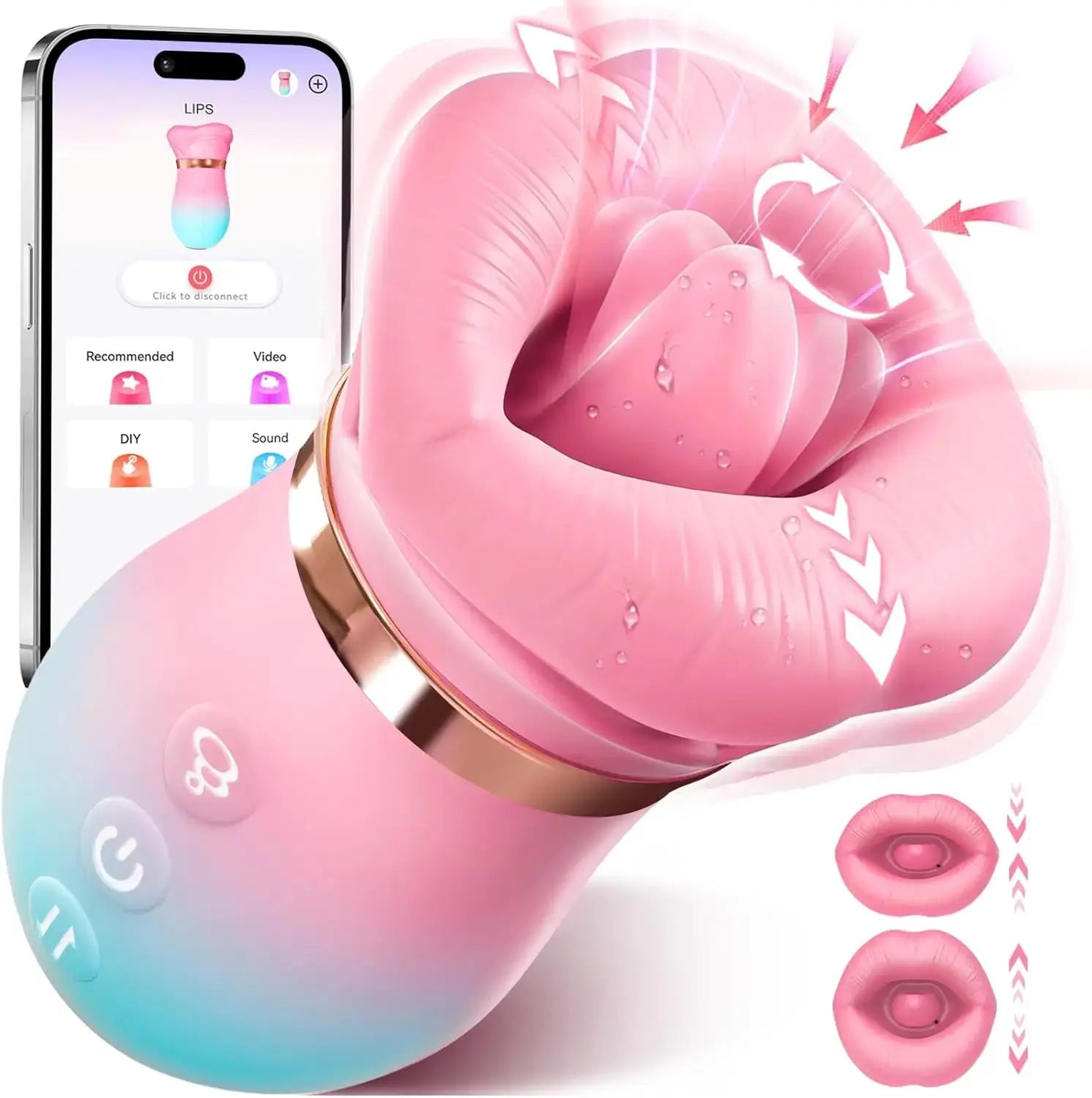 Stimulateur intime féminin multifonction LSDLBoutique en silicone rose pastel, contrôle par application