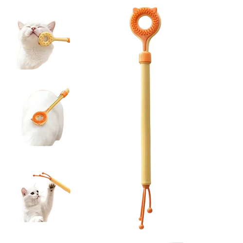 Grattoir rétractable et masseur double face pour chat – 2 en 1