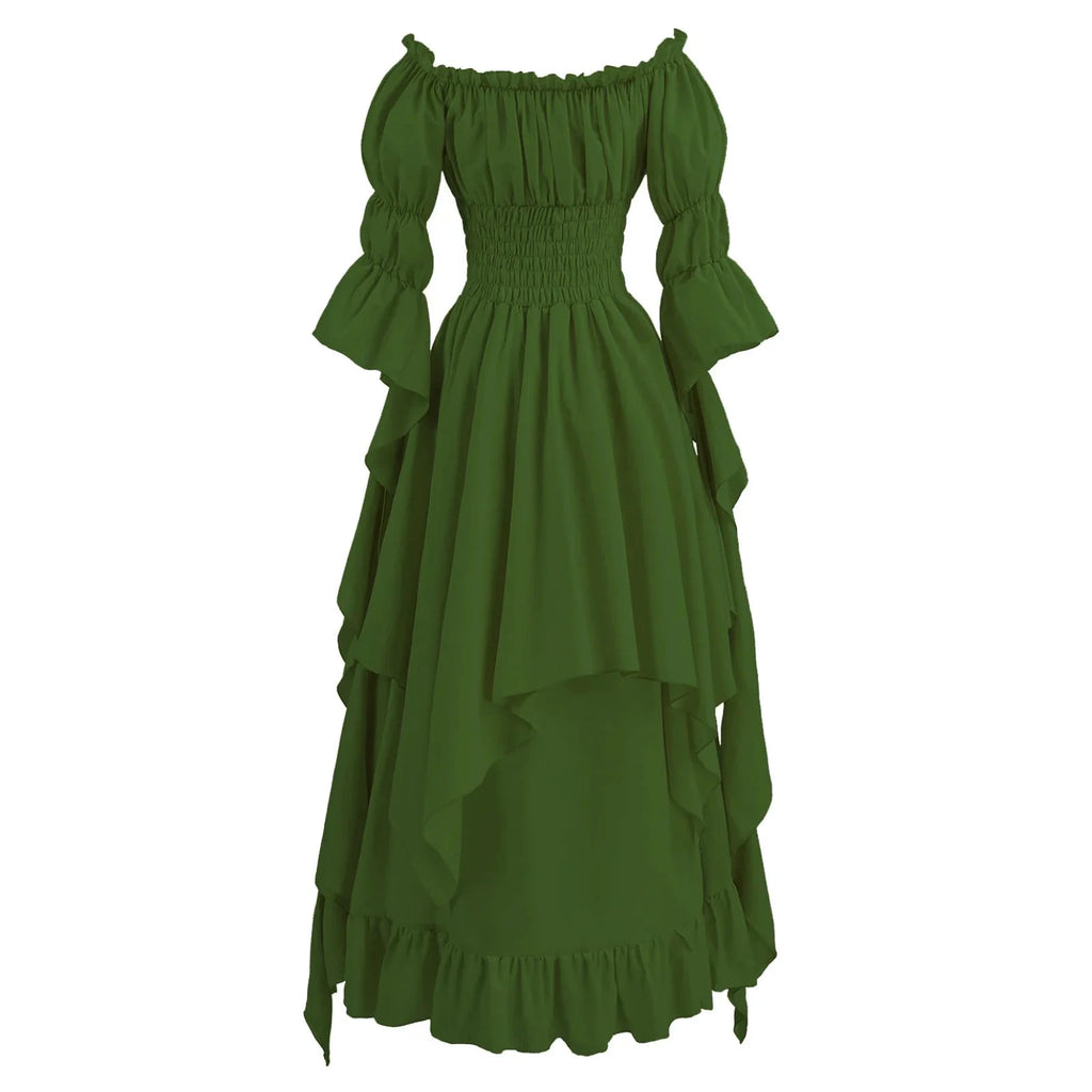 Robe longue style médiéval manches longues encolure élastique