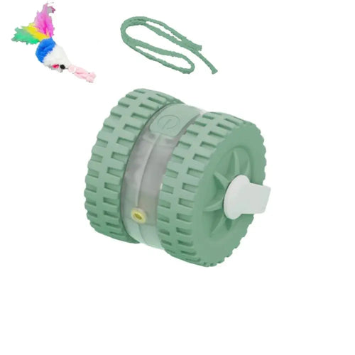 Jouet chat automatique vert à roue crantée, boule roulante, alimentation USB
