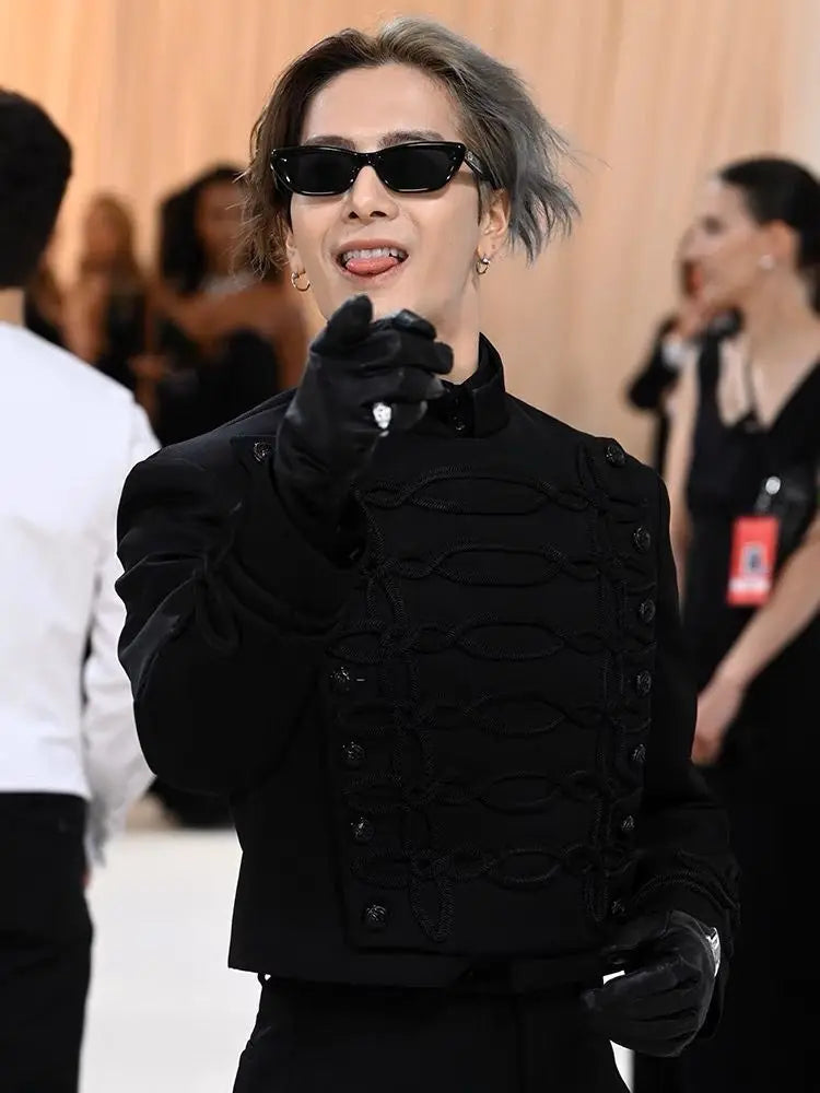 Jackson Wang Veste Col Montant Court Polyester Noir