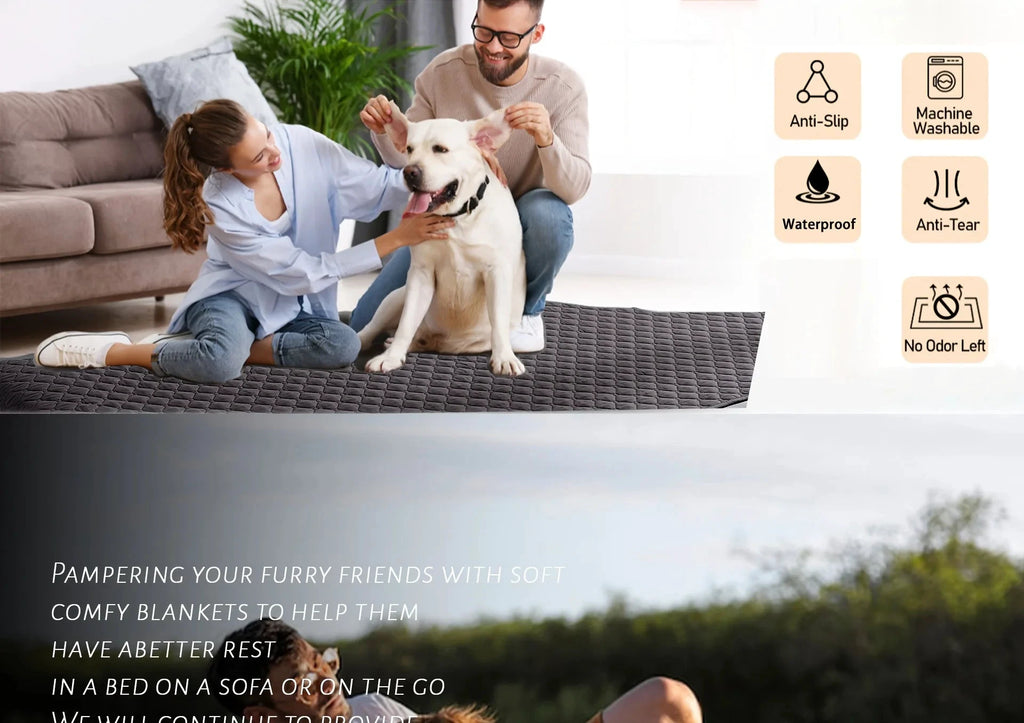 Housse De Lit Chien Anti-Fuite Antidérapante Imperméable Gris