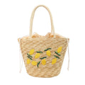 Sac à bandoulière en paille tressée avec broderie fruits jaunes et poignées en corde – LSDLBoutique shopper bag