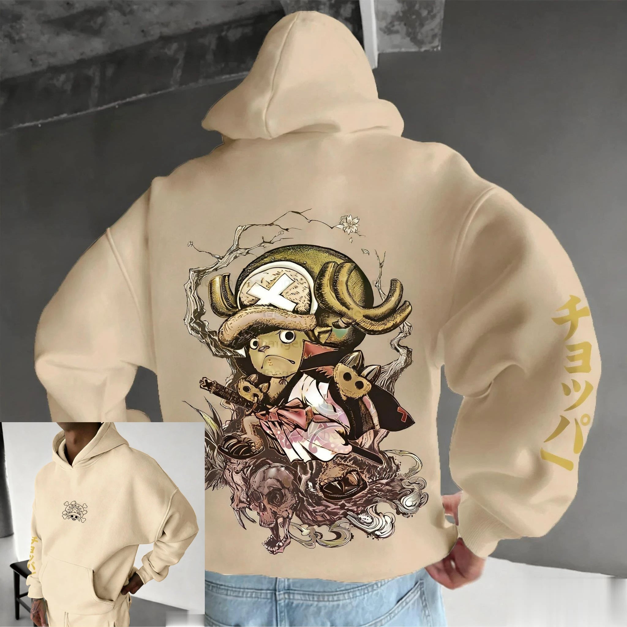 Sweat à capuche oversize anime – One Piece Chopper Graphic