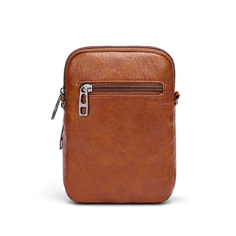 Sac Bandoulière Multifonctionnel Cuir PU Brun Vintage Pour Femmes