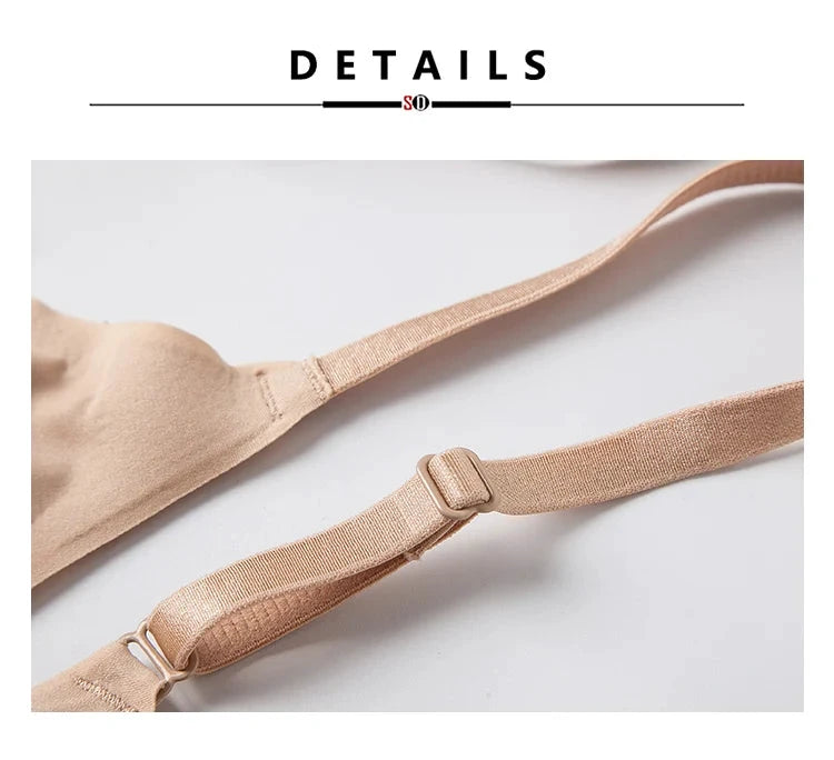 SuyaDream Soutien-Gorge Sans Couture 3/4 Tasses Beige Soie Doublure