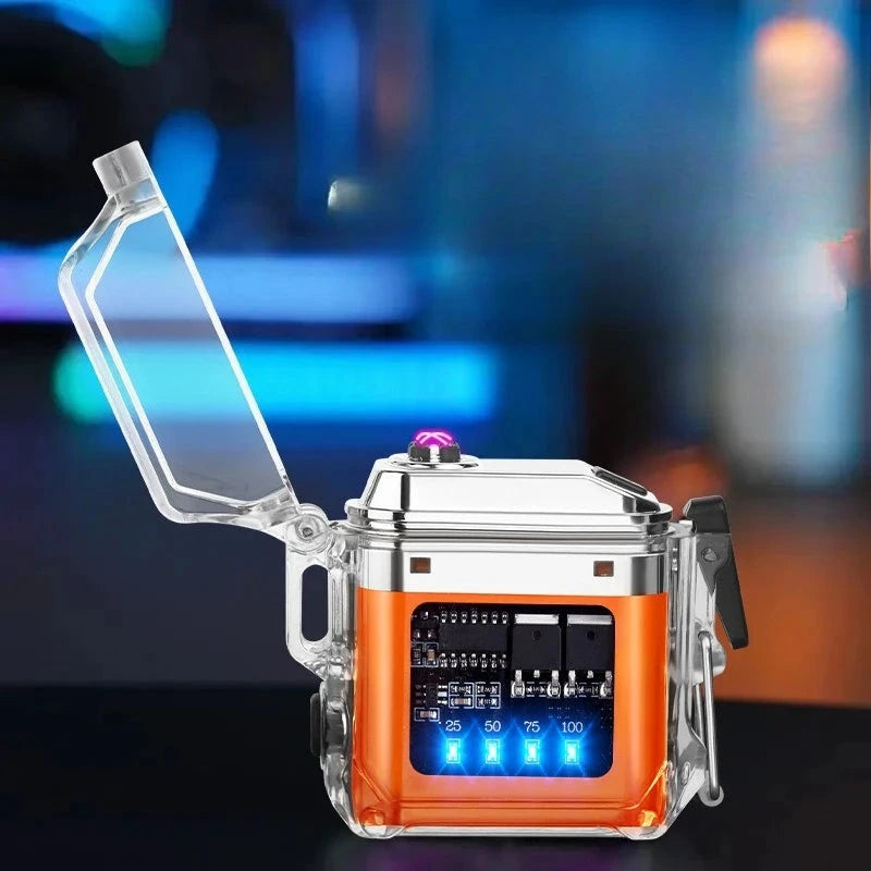 Briquet Électronique Transparent Double Arc Étanche USB