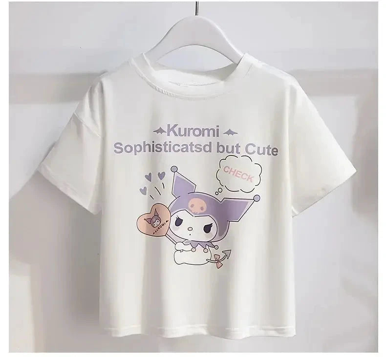 Ensemble cosplay Kuromi enfant – T-shirt et jupe violette