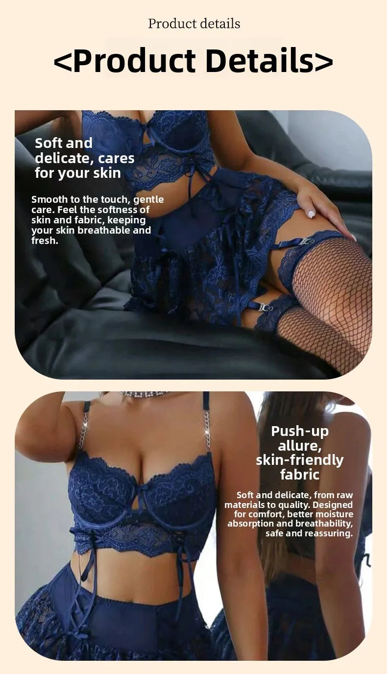 Les Secrets de Léa Body Dentelle Papillon Bleu Réglable