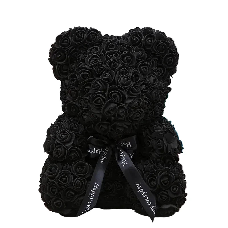 Ourson en roses éternelles avec boîte – 40 cm