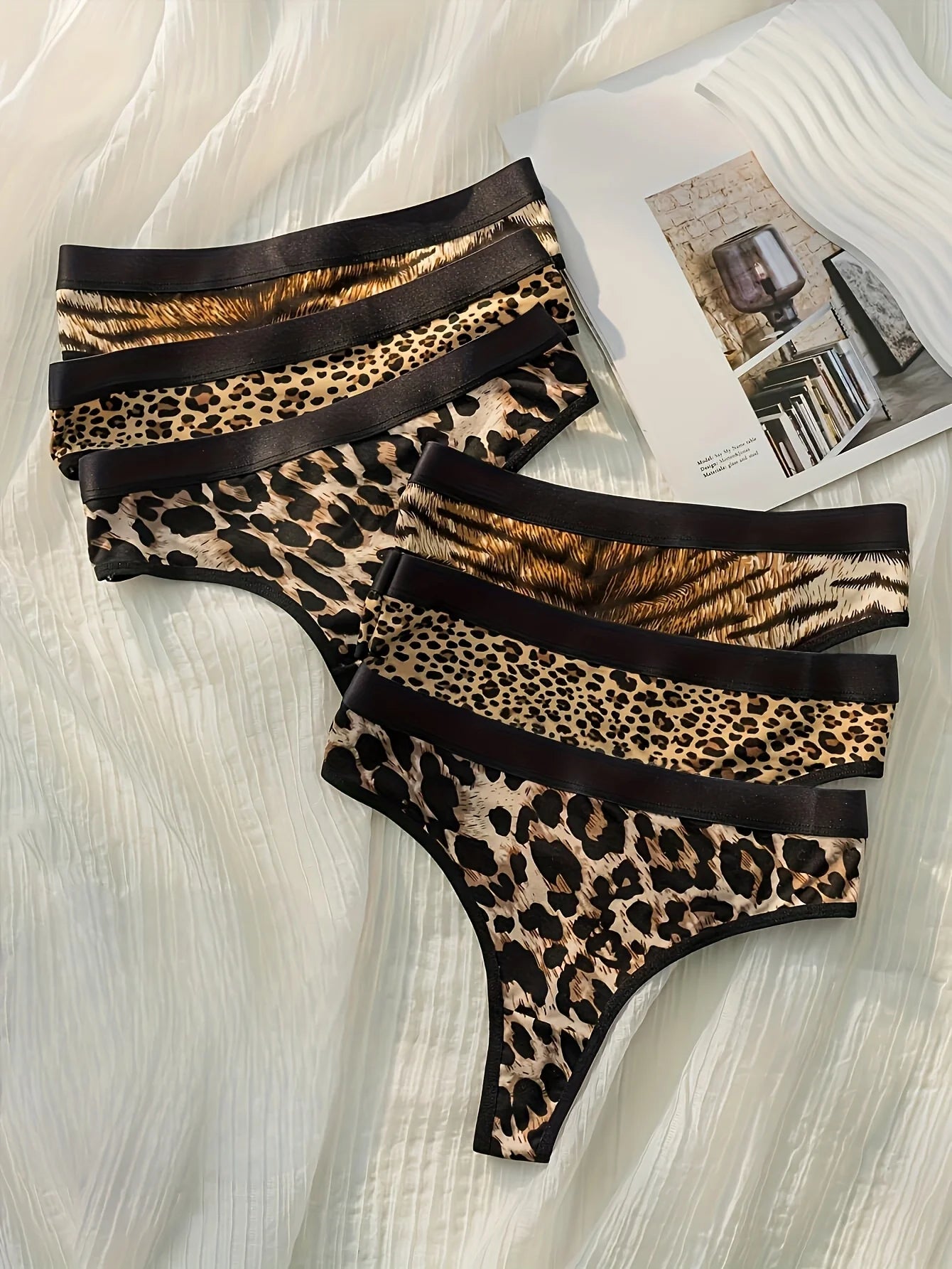 Culotte String Imprimé Animal Léopard Zèbre Tigre Doublure Coton