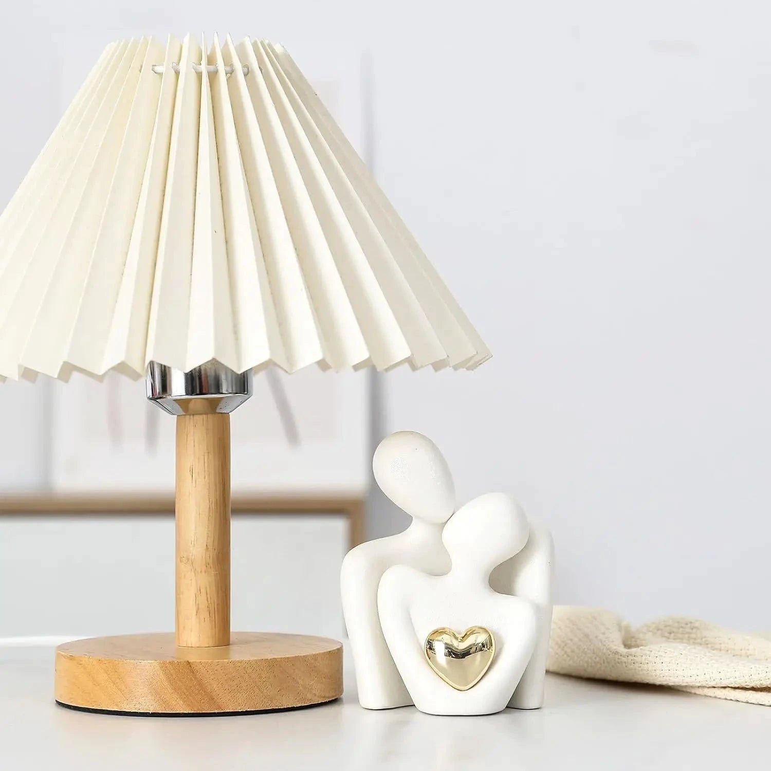 Figurine Cœur Plaqué Or en Céramique Noir et Blanc