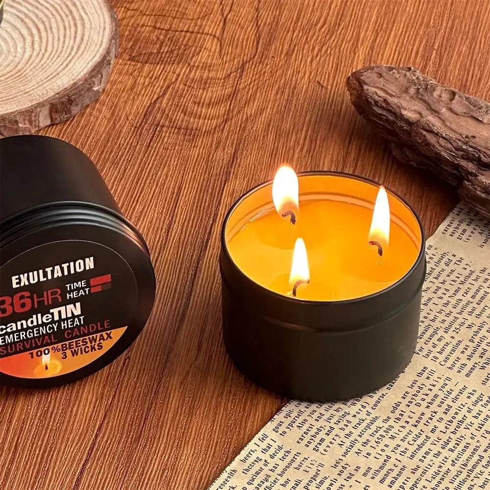 Bougie Urgence Cire Abeille Trois Mèches Arôme Pêche 36 Heures