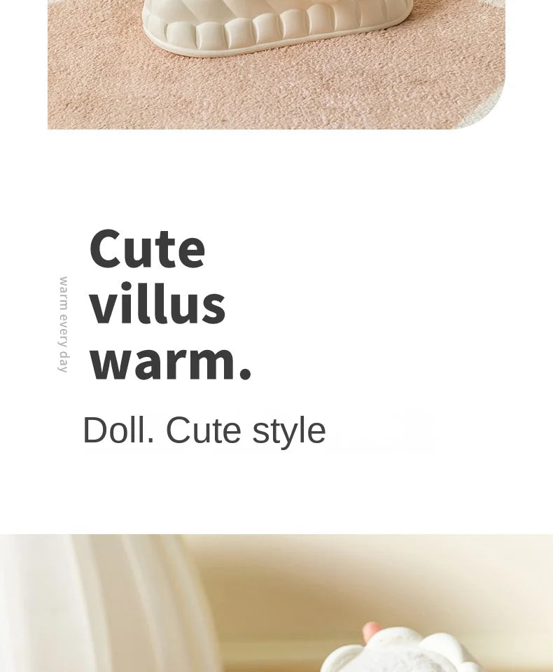 Mo Dou Pantoufles Imperméables en Peluche Unisexe Hiver