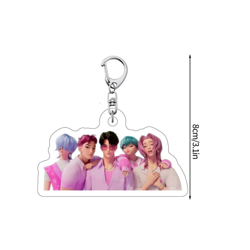 Porte-clés Perles Multicolores Kpop Avec Plaque Ronde Image