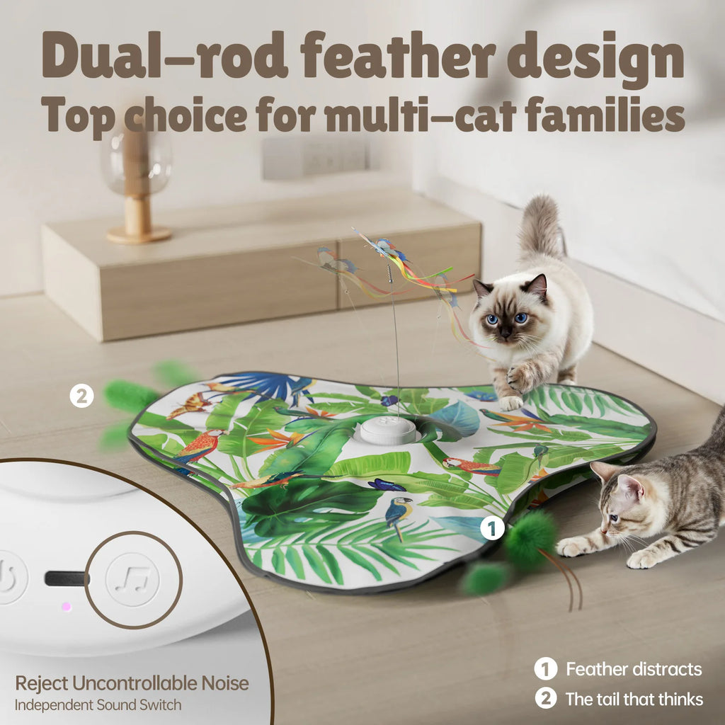 Jouet Chat Papillon Interactif Mouvement Activé Plumes Cachées