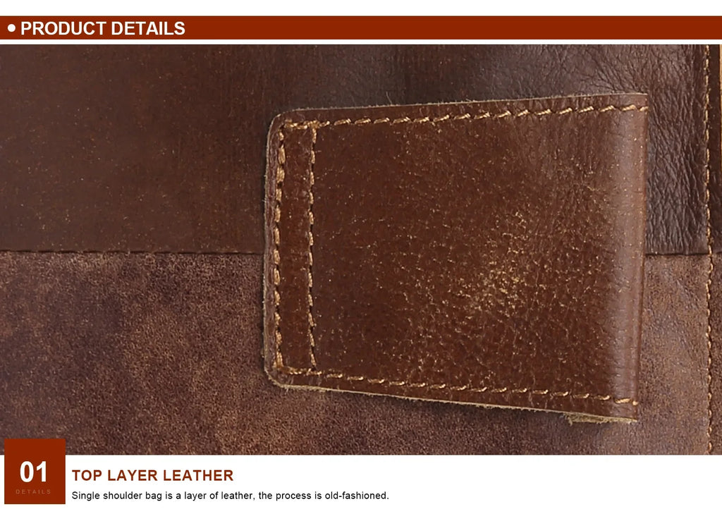 Sac de Taille en Cuir Brun avec Deux Compartiments et Fermeture Éclair