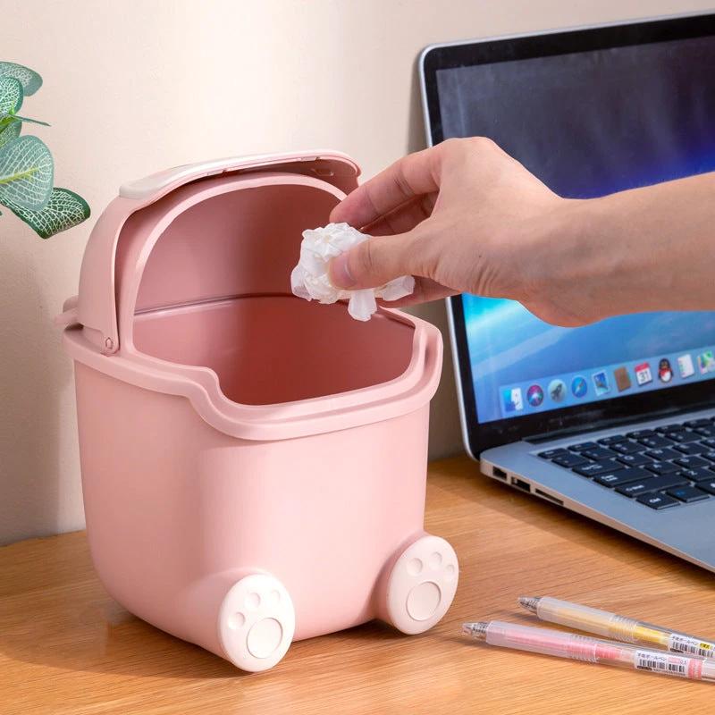 Poubelle Mini Dessin Animé Rose Kawaii Bureau Enfant
