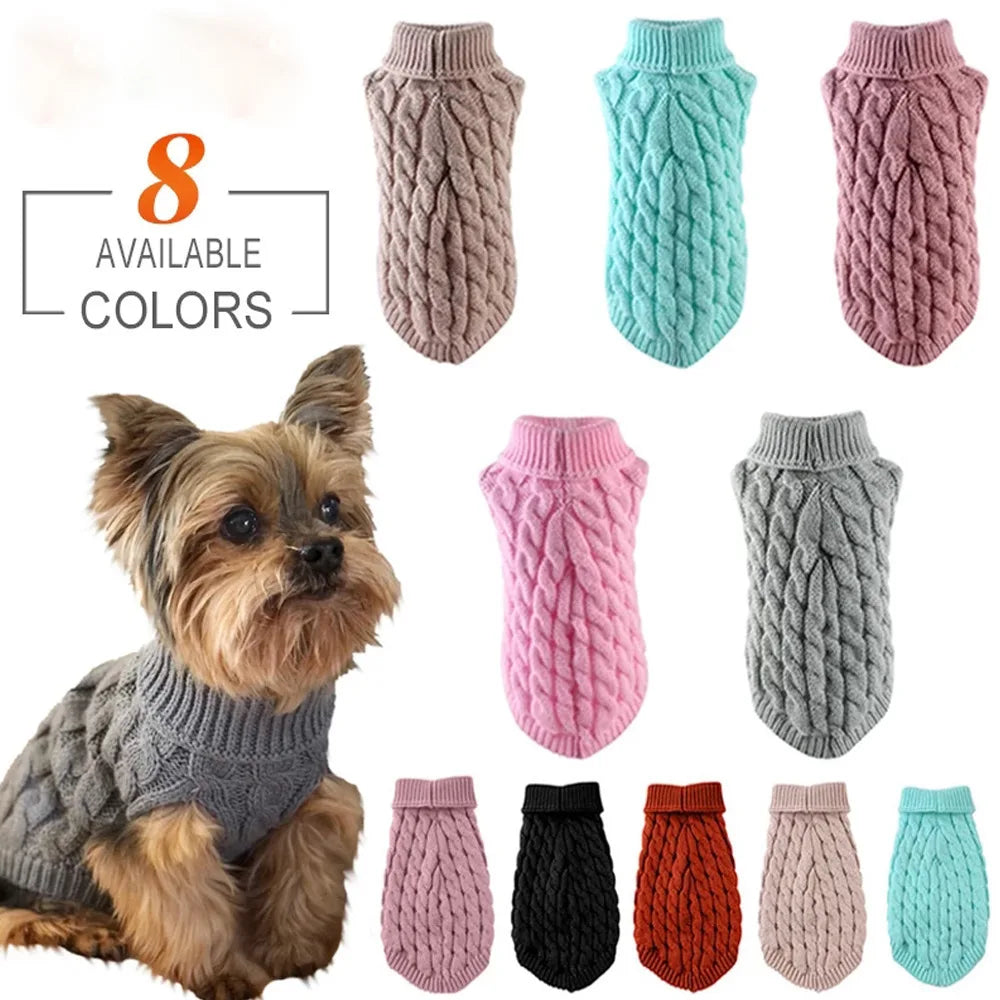 Pull Pour Chien Tricot Torsadé Automne Hiver Chaud Doux