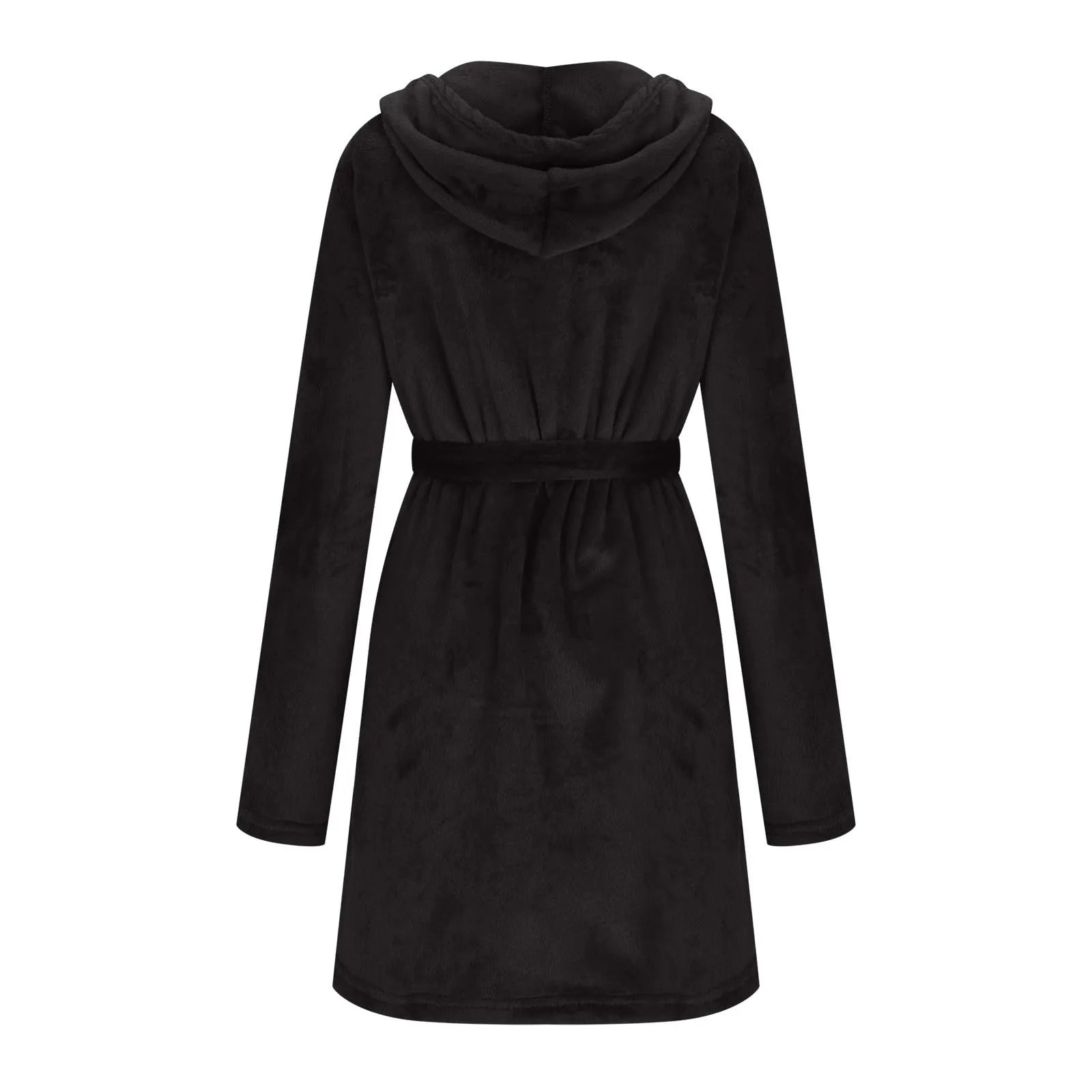 Peignoir à Capuche en Coton et Velours Côtelé Bordeaux