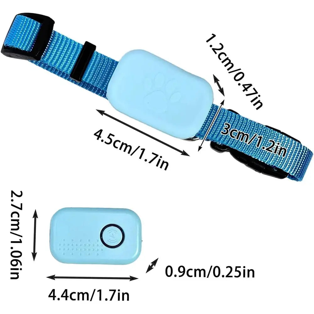 Traceur GPS pour animaux de compagnie sur collier réglable, boîtier bleu