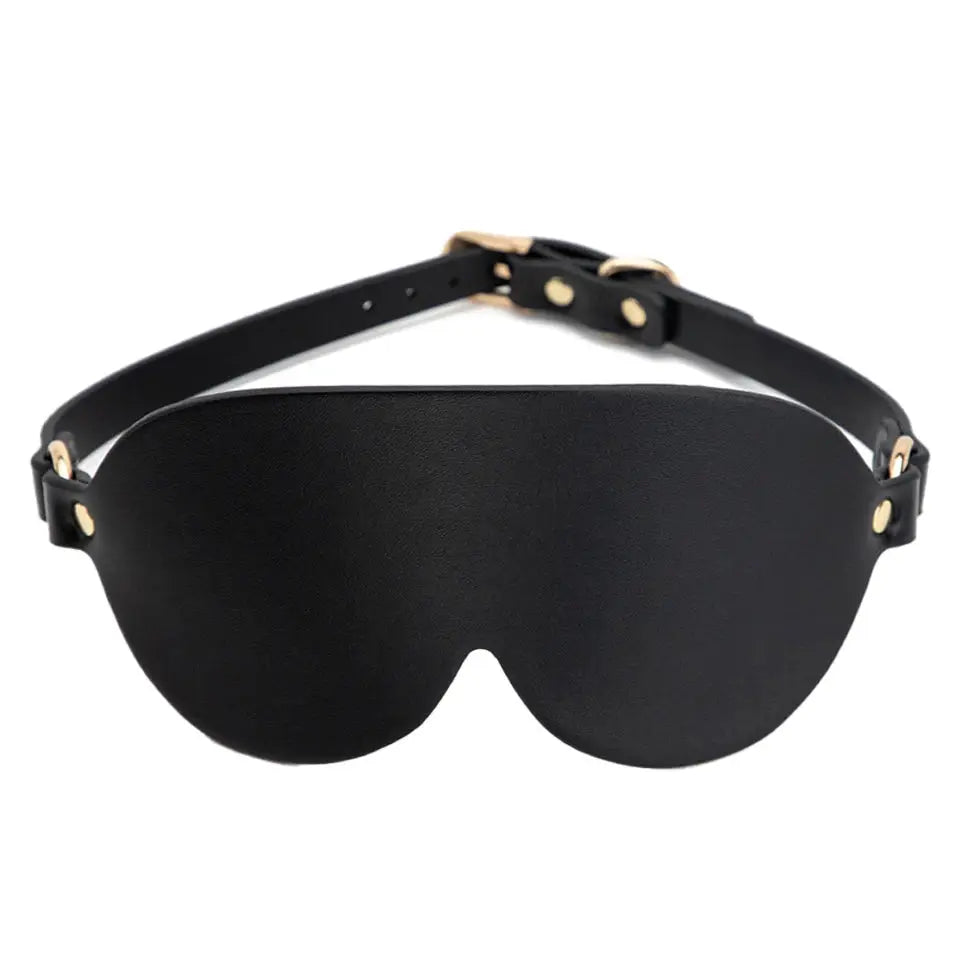 Masque pour les yeux en cuir synthétique riveté, noir, LSDLBoutique — kit sensoriel