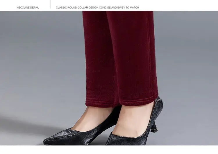 Fjadt Leggings Velours Doré Taille Haute Élastiques