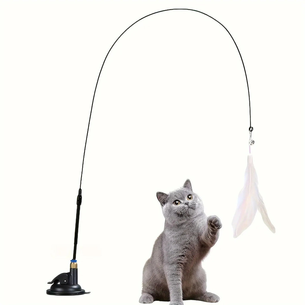 Jouet Interactif Pour Chat Avec Baguette Plume Et Clochette Ventouse Sans Electricité Stimule L Instinct De Chasse by LSDLBoutique