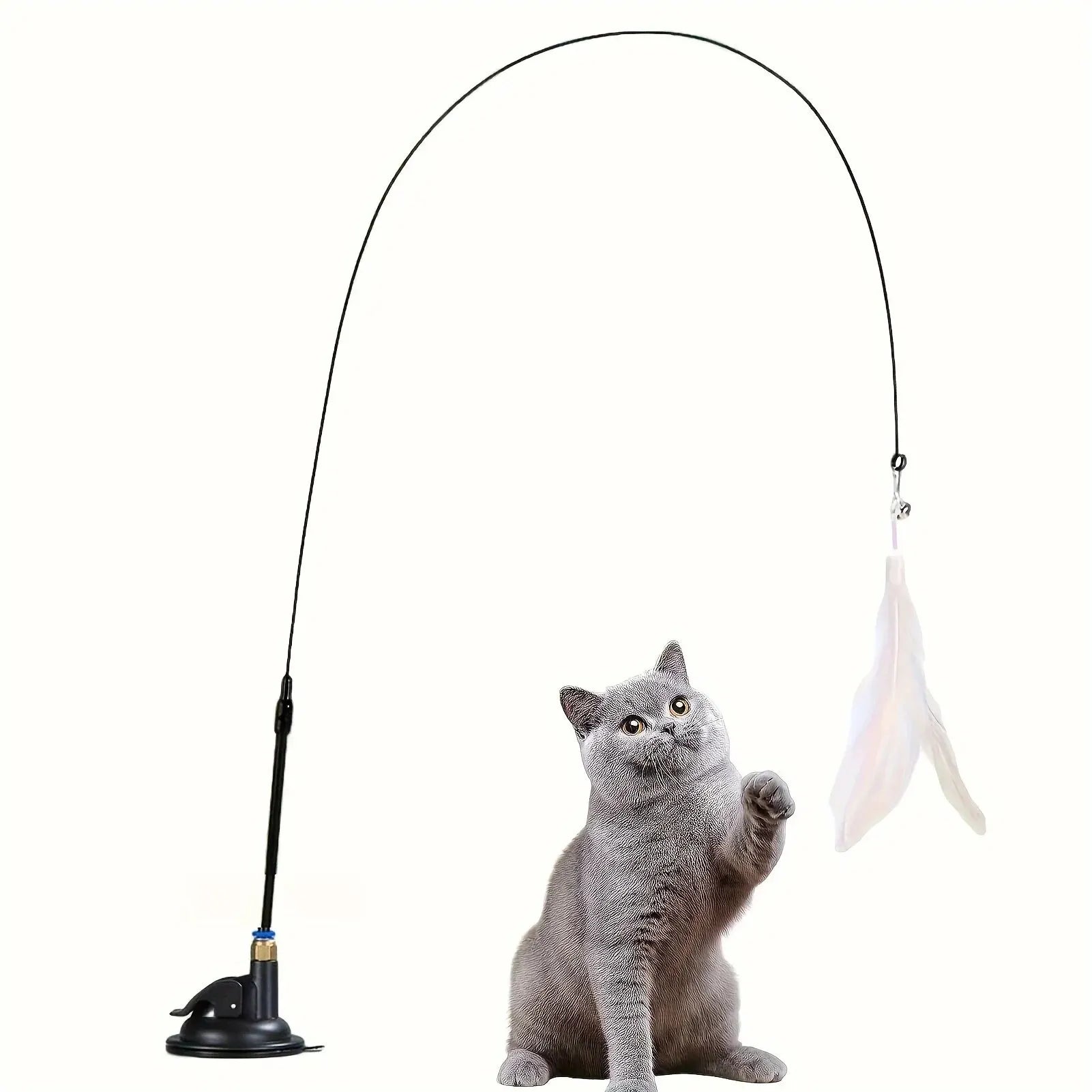 Jouet Interactif Pour Chat Avec Baguette Plume Et Clochette Ventouse Sans Electricité Stimule L Instinct De Chasse by LSDLBoutique