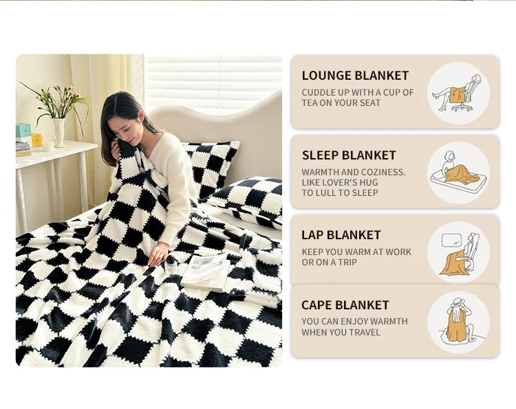 Couverture Polaire Panda Rose et Blanc Polyester Douce