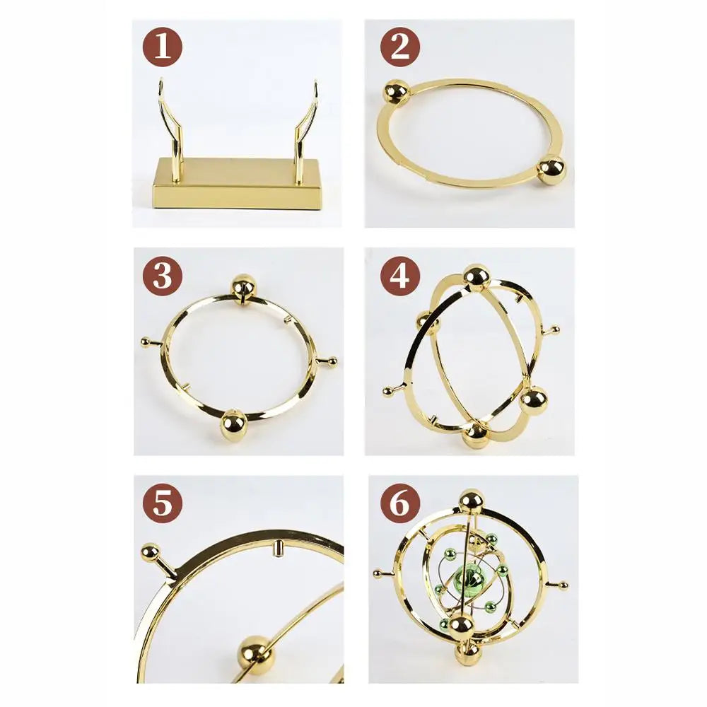 Sculpture Cinétique Orbitale Or Vert Pour Bureau Moderne